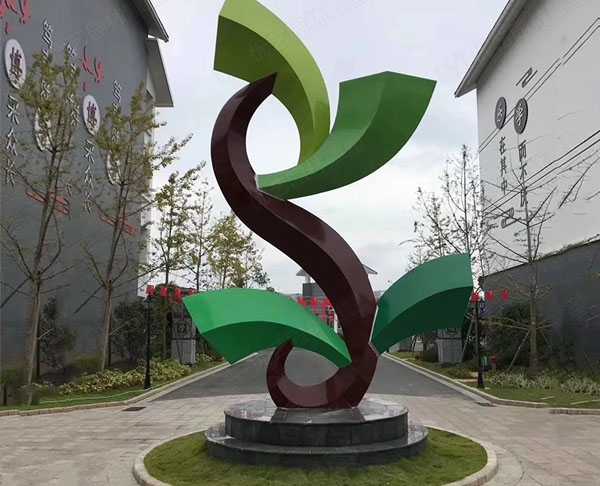 戶(hù)外大型抽象茶葉景觀(guān)不銹鋼雕塑定制