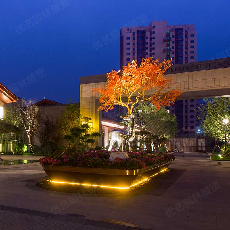 不銹鋼鹿，不銹鋼雕塑廠家，定制不銹鋼雕塑