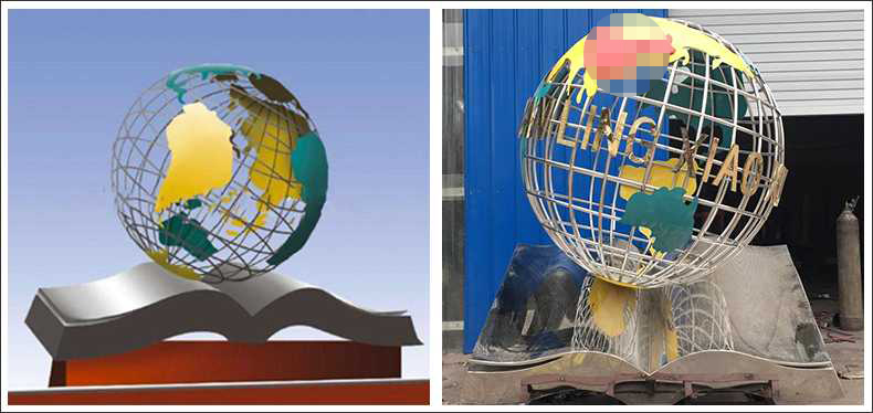 不銹鋼地球，景觀地球雕塑，學校地球儀擺件