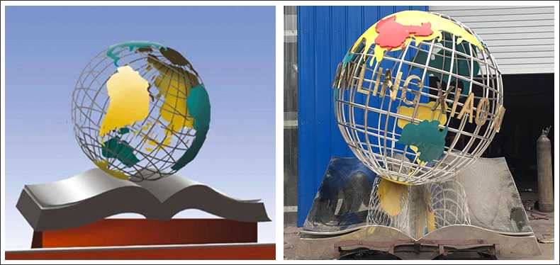 不銹鋼地球，景觀地球雕塑，學(xué)校地球儀擺件