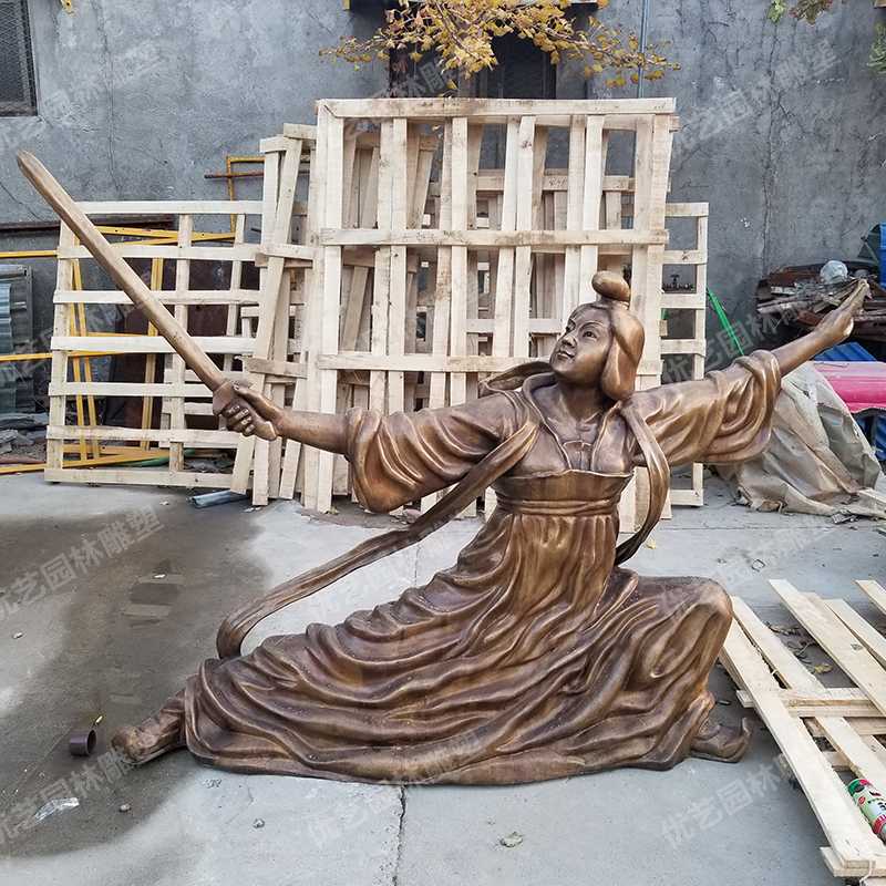 銅舞劍人物雕塑，古代銅人物雕塑